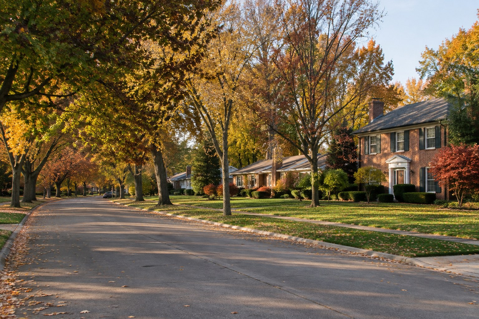 A two story home on a quiet Southfield street